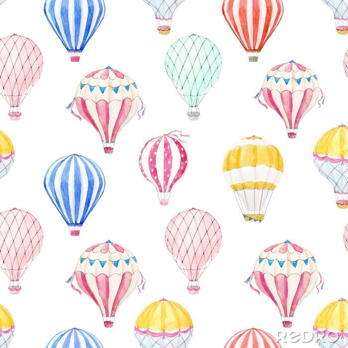 Fototapete Fliegende Aquarell Luftballons