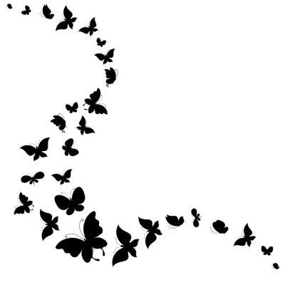 Fototapete Fliegende schwarz-weiße Schmetterlinge