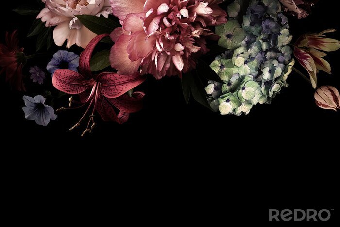 Fototapete Floral card. Vintage flowers.