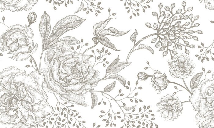 Fototapete Floral vintage seamless pattern.