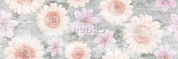 Fototapete Flowers Vintage repeating background, artwork floral antique pattern