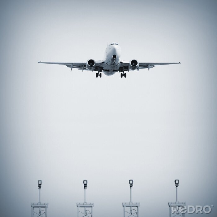 Fototapete Flugzeug bei der Landung