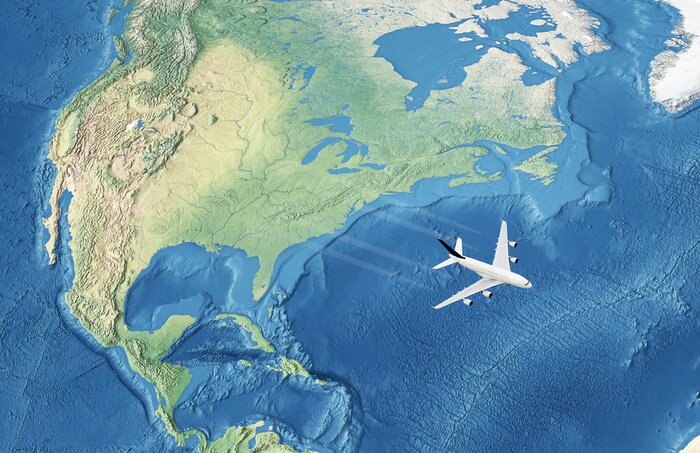 Fototapete Flugzeug überm Atlantik