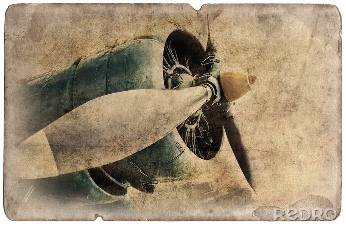 Fototapete Flugzeugmotor Vintage