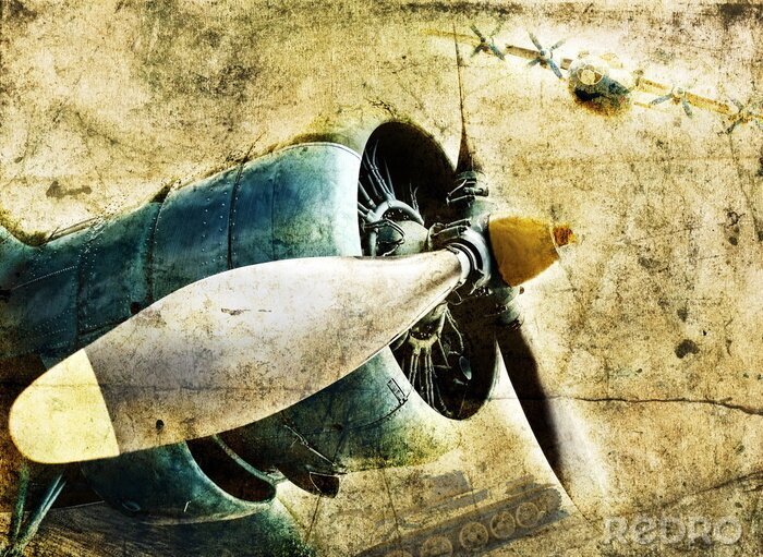 Fototapete Flugzeugmotor Vintage
