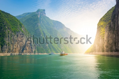 Fototapete Fluss und Berge in China