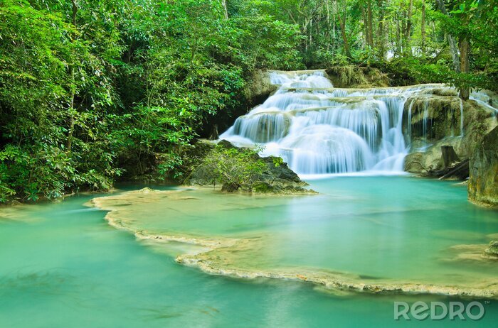 Fototapete Fluss Wasserfall im Regenwald