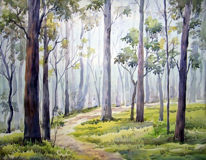 Fototapete Forest - Aquarell