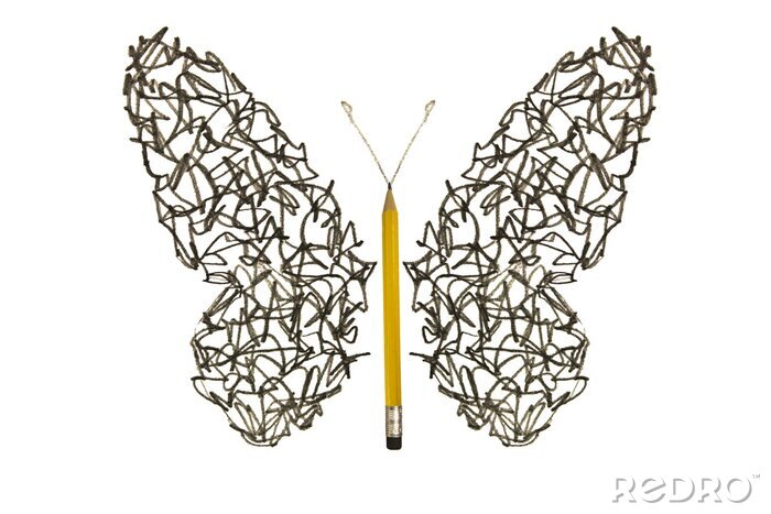 Fototapete Form eines Schmetterlings aus Büromaterial