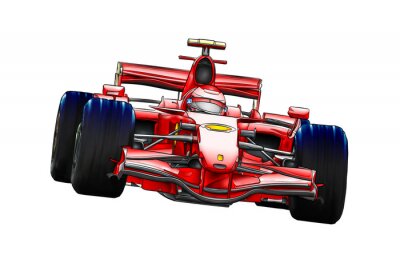 Fototapete Formel 1 3D roter Bolid