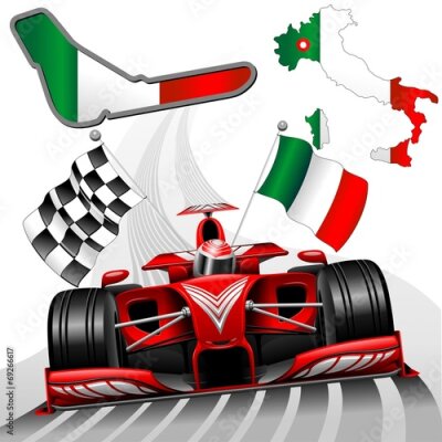 Fototapete Formel-1-Auto mit italienischer Flagge