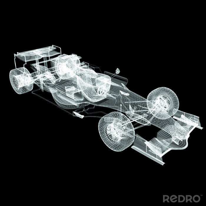 Fototapete Formel 1 Modell auf schwarzem Hintergrund
