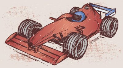 Formel 1 Rennfahrer im roten Auto