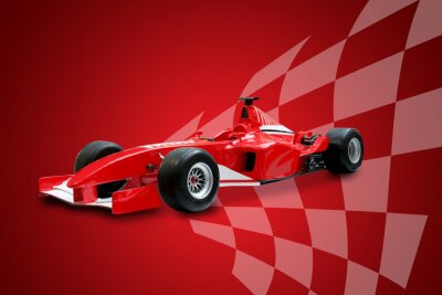 Formel 1 rotes Auto mit Fahne