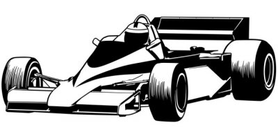 Fototapete Formel 1 schwarz-weiße Grafik des Boliden