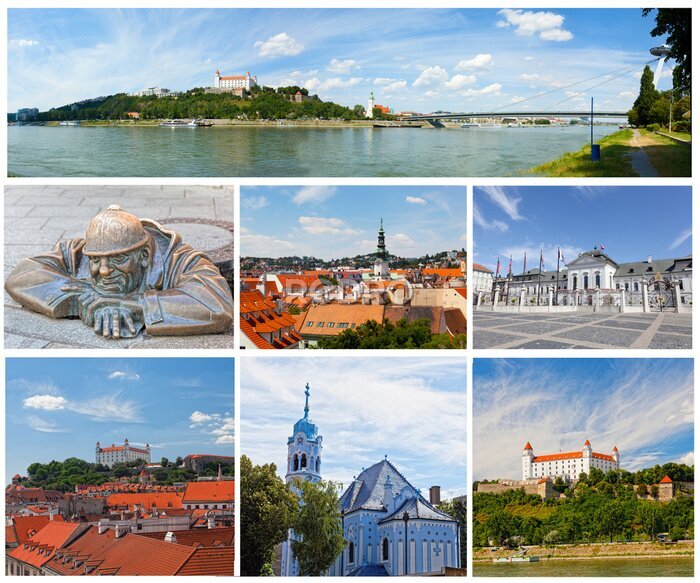 Fototapete Fotos mit Arten der Sehenswürdigkeiten von Bratislava, Slowakei