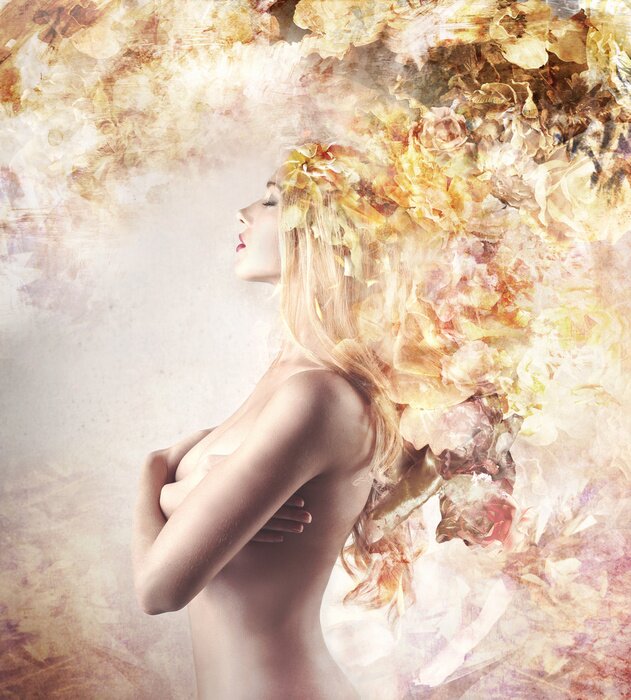 Fototapete Frau auf abstraktem Hintergrund