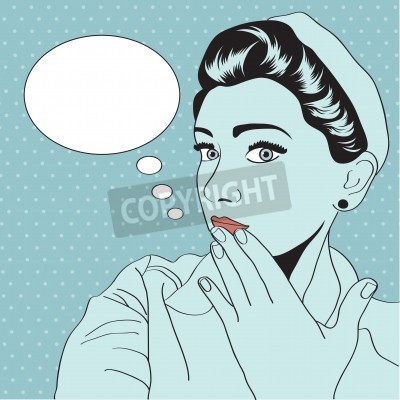 Fototapete Frau auf blauem Hintergrund