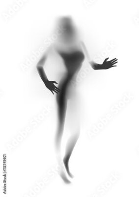 Fototapete Frau hinter einer Milchglasscheibe