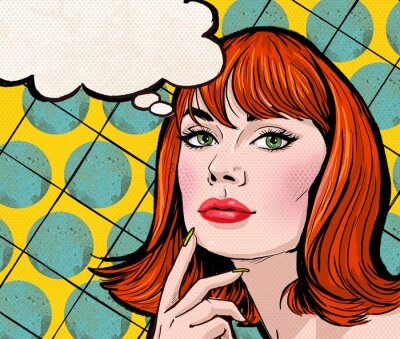 Fototapete Frau im Pop-Art-Comic-Stil