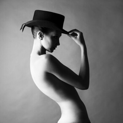 Fototapete Frau mit Hut nackt