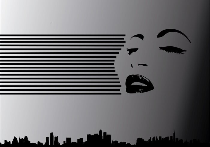 Fototapete Frau und Stadtpanorama