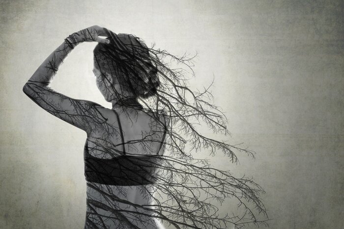 Fototapete Frau und Zweige