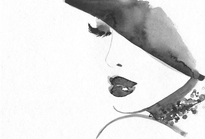 Fototapete Frauengesicht mit Hut