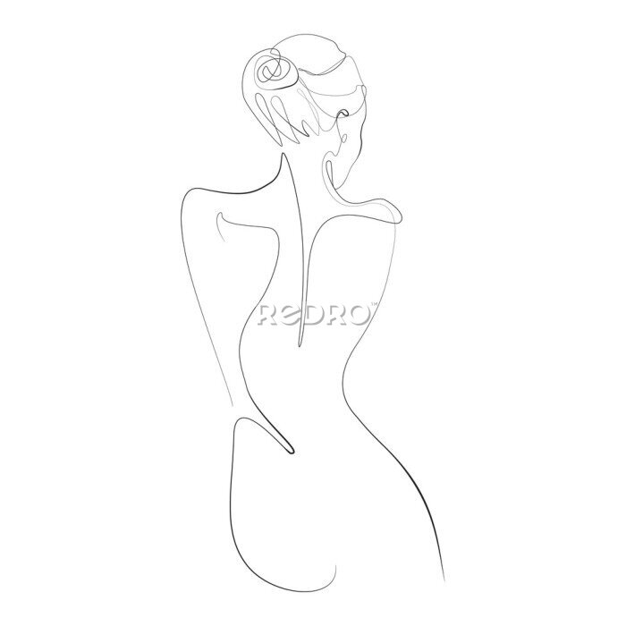 Fototapete Frauenrücken einzeilige Zeichnung