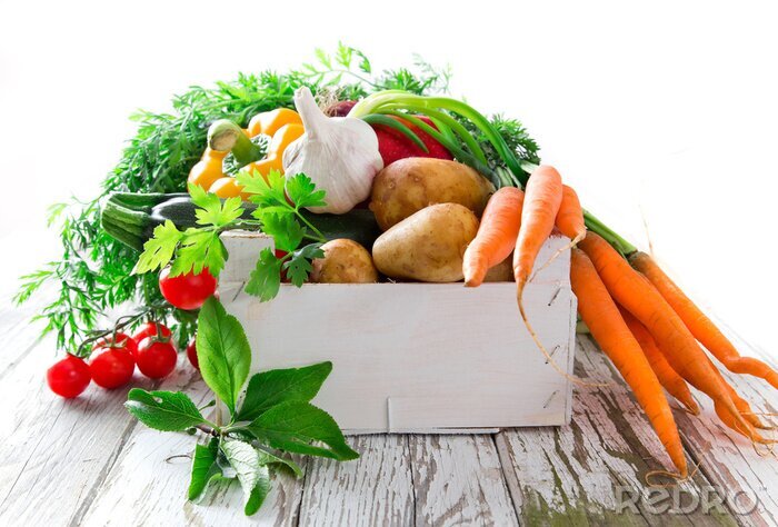 Fototapete Frisches Gemüse in der Schachtel