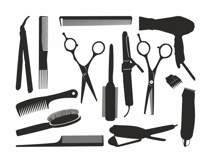 Fototapete Frisur-Zubehör auf weißem Hintergrund