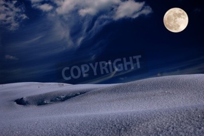 Fototapete Frostige Landschaft mit Mond