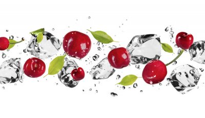 Fototapete Frucht mit Eis in Bewegung