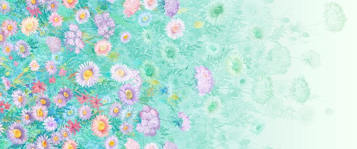 Fototapete Frühlingsblühende Wiese