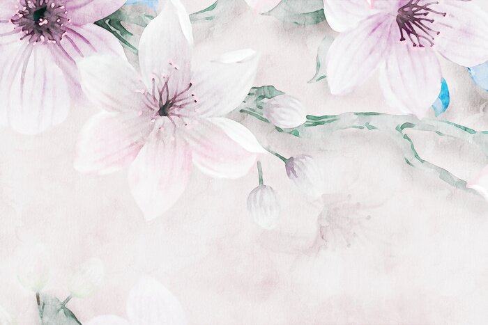 Fototapete Frühlingskomposition mit romantischen Blumen