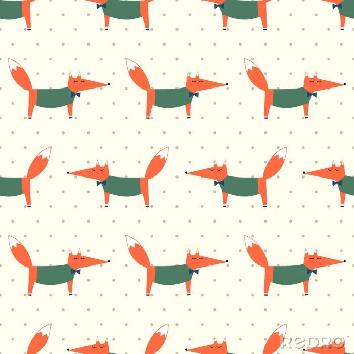 Fototapete Füchse in grünen Blusen mit Fliege
