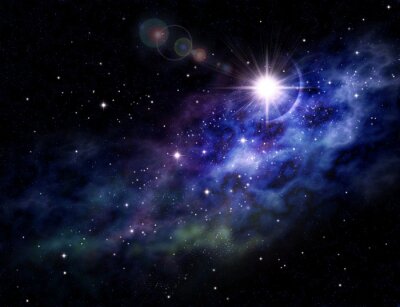 Funkelnder Stern in einer großen Galaxie