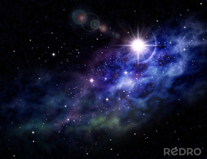 Fototapete Funkelnder Stern in einer großen Galaxie