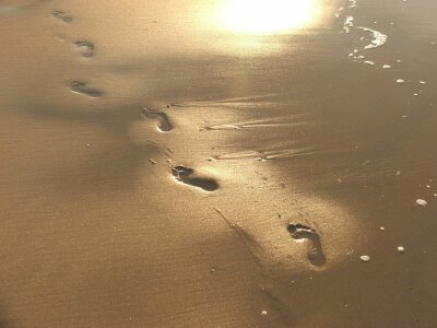 Fototapete Fußabdruck am Strand