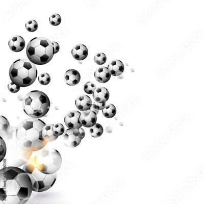 Fototapete Fußbälle in der Sonne auf weißem Hintergrund