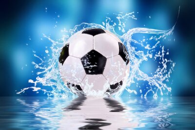 Fototapete Fußball 3D im Wasser