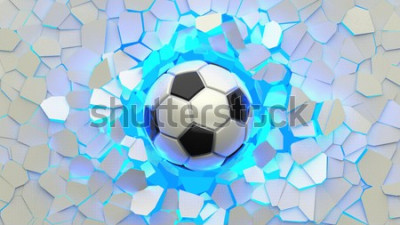 Fototapete Fußball auf beleuchteten Kacheln