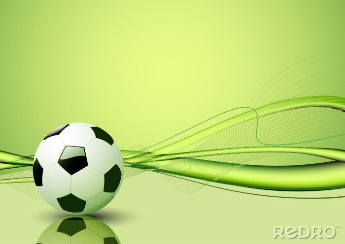 Fototapete Fußball auf grünem abstraktem Hintergrund