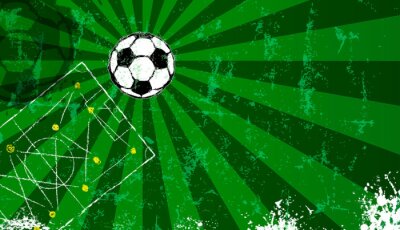 Sticker Fußball auf grünem Rasenhintergrund
