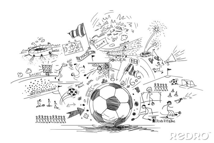 Fototapete Fußball-Doodle