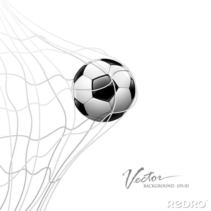 Fototapete Fußball im Tor auf weißem Hintergrund