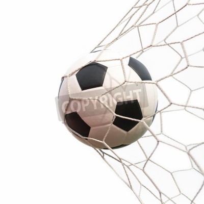 Fototapete Fußball im weißen Netz