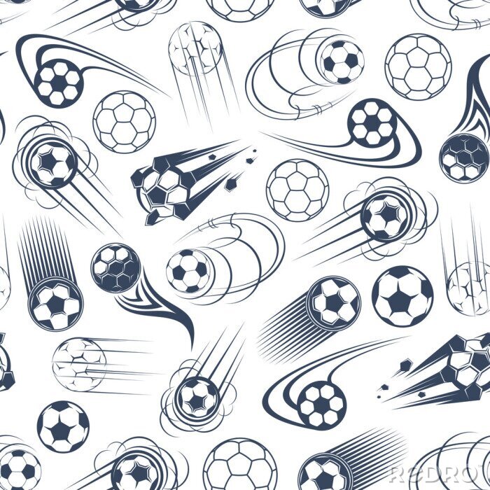 Fototapete Fußball oder Fußball Bälle nahtlose Muster