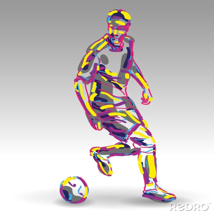 Fototapete Fußballspieler in Neonfarben