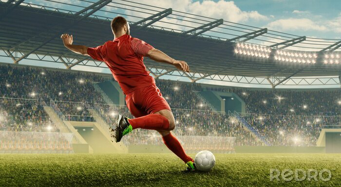 Fototapete Fußballspieler vor dem Schießen